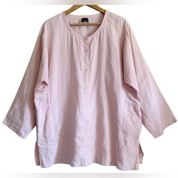 EILEEN FISHER 100% Linen Boho Lagenlook Minimalist Relaxed-Fit Blouse Sz XL/1X - Picture 5 of 9